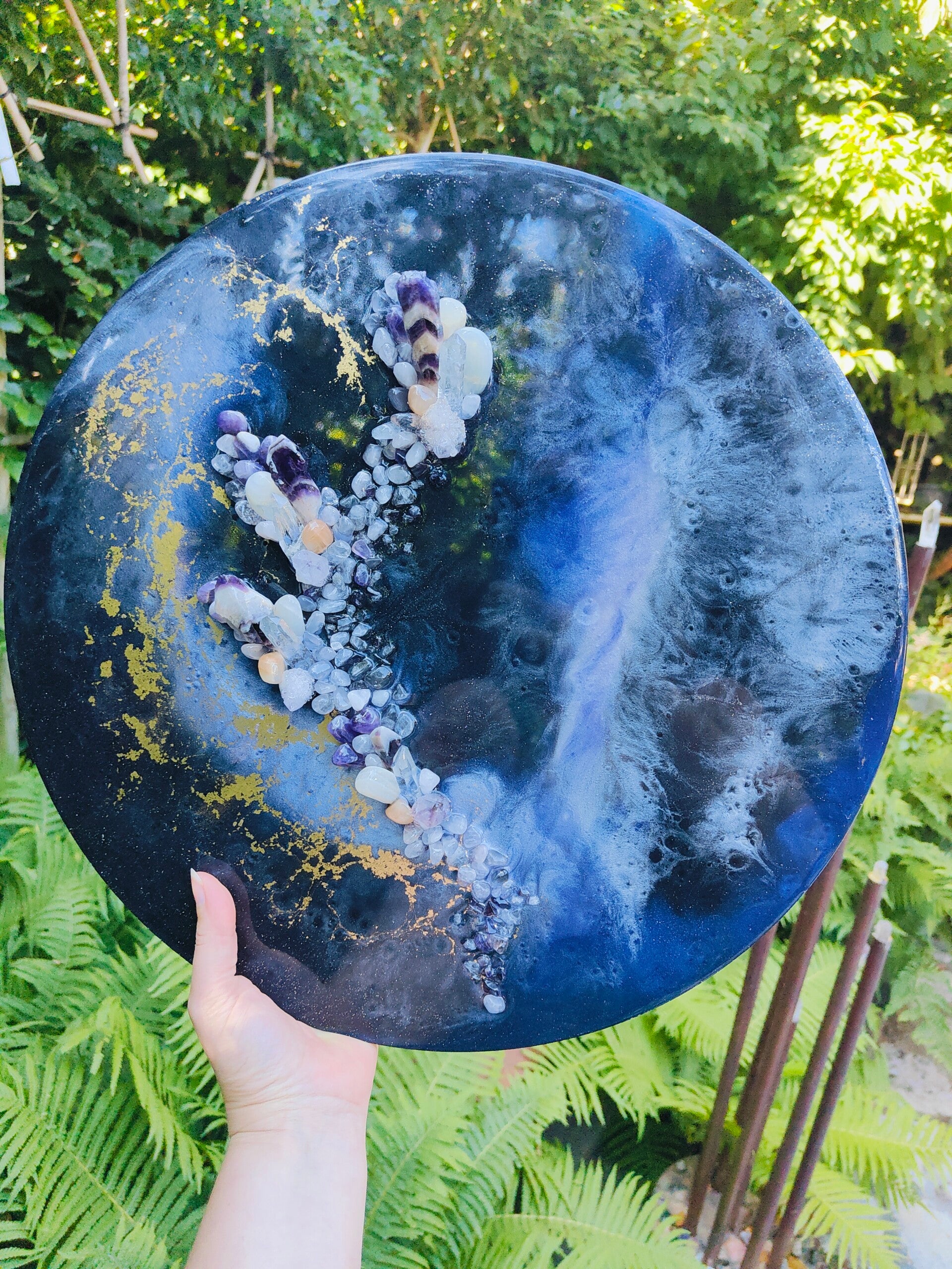 Schilderij edelstenen en Resin art "Innerworld"