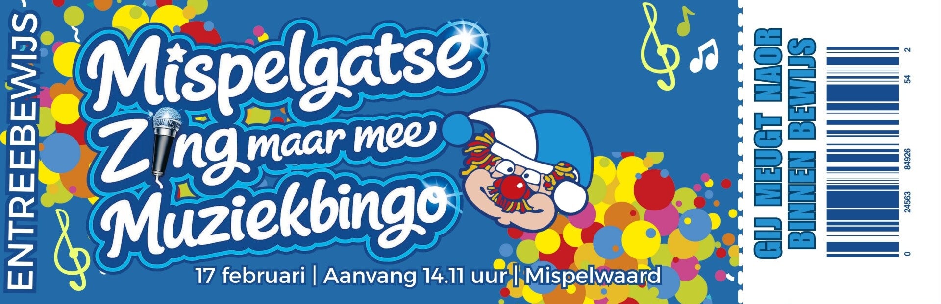 Entreeticket Mispelgatse Muziekbingo