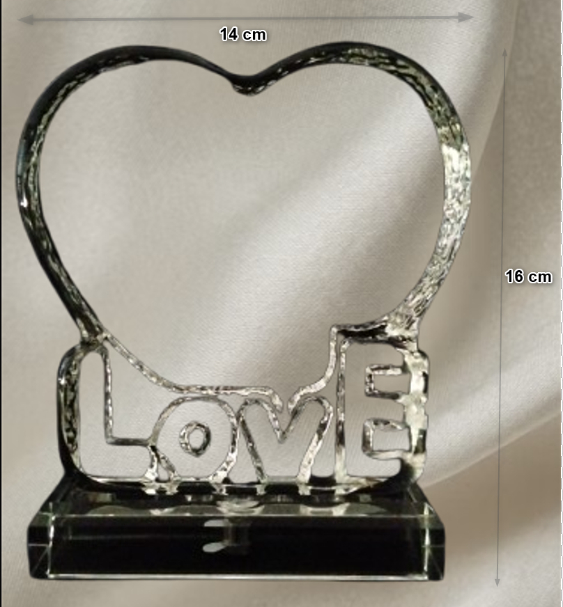 Heart shaper crystal with LOVE .