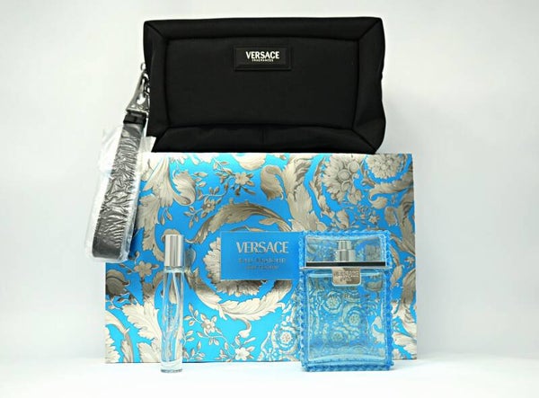VERSACE EAU FRAICHE (M) (B) 3PC SET (3.4oz edt sp, 10ml edt sp, Pouch)