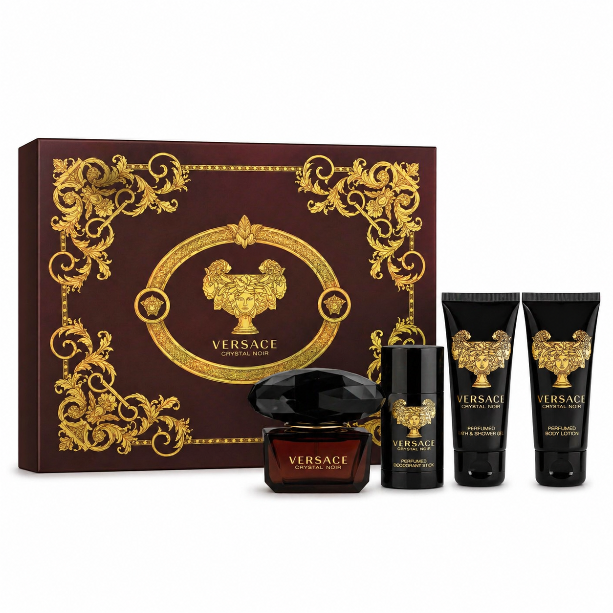 VERSACE CRYSTAL NOIR (W) 2026 (H/B) 3PC SET (1.7oz edp sp,1.7oz Body Lotion,1.7oz Bath and Shower Gel)