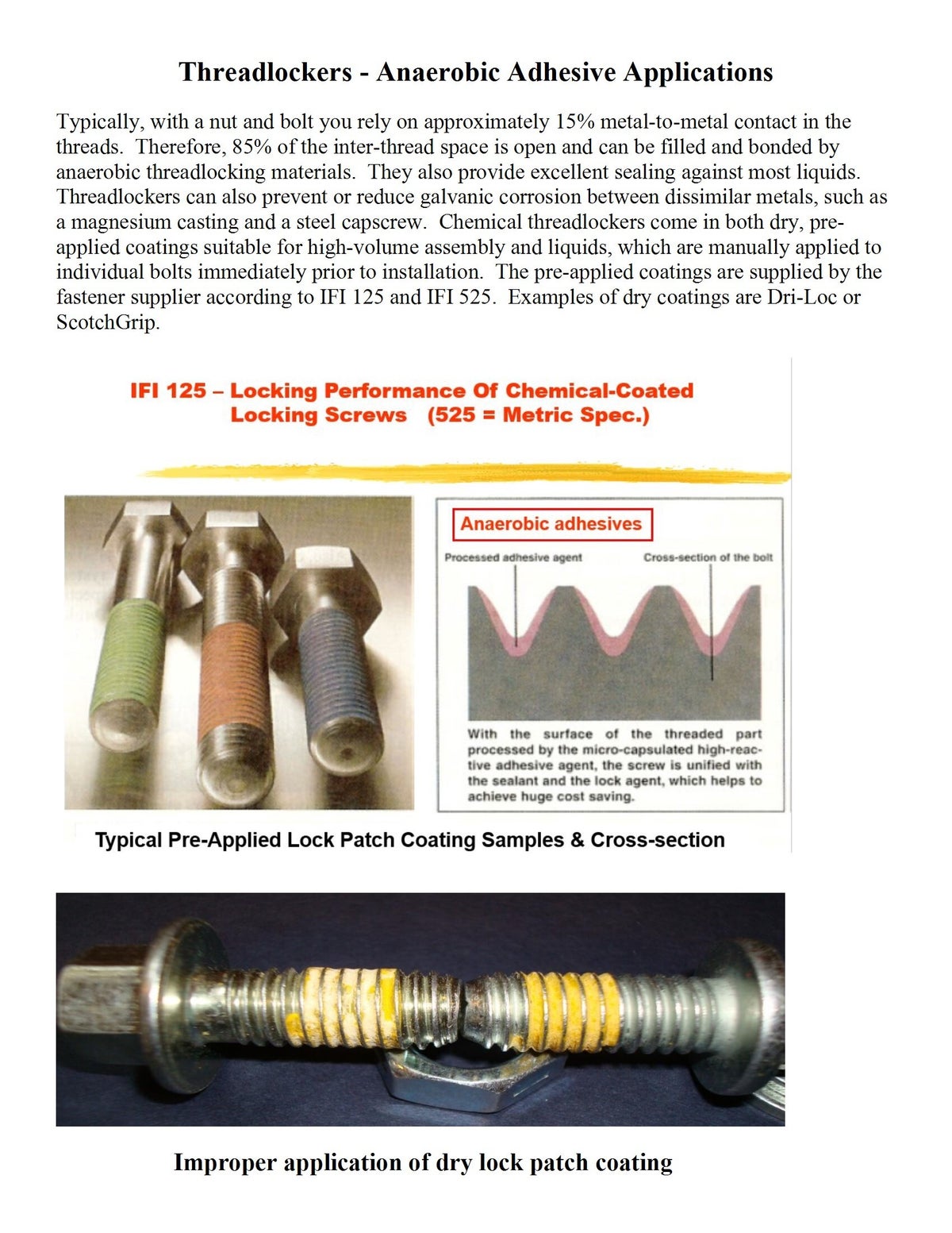 Threadlocker Huck Anaerobic Threadlocker Applications