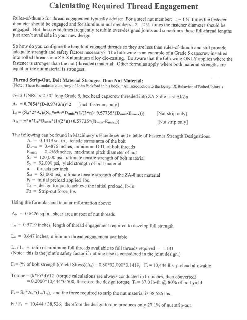 Calculating Required Thread Engagement / MENU | mobiletechengineering.net