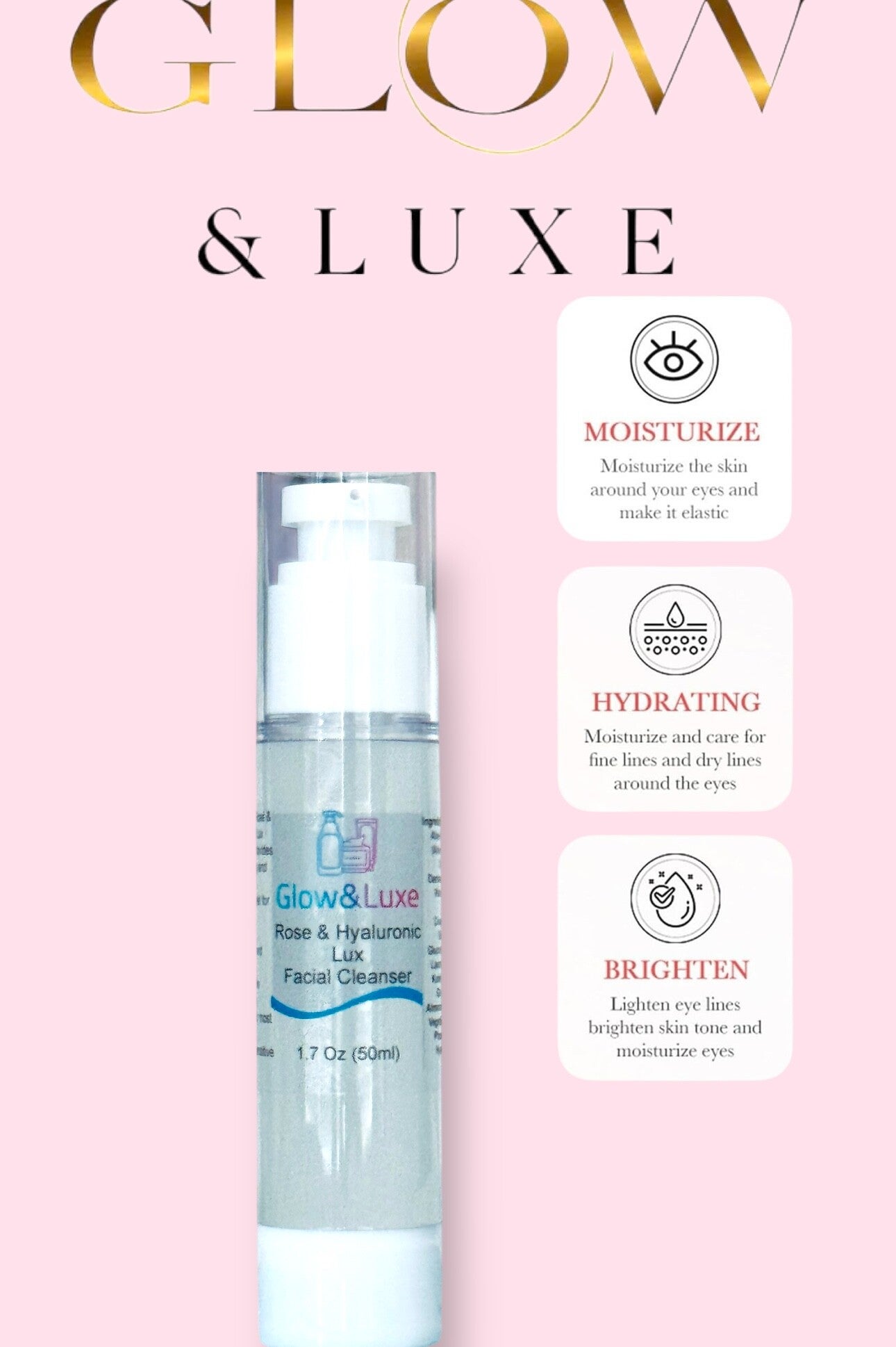 ROSE & HYALURONIC LUX FACIAL CLEANSER 1.7 OZ