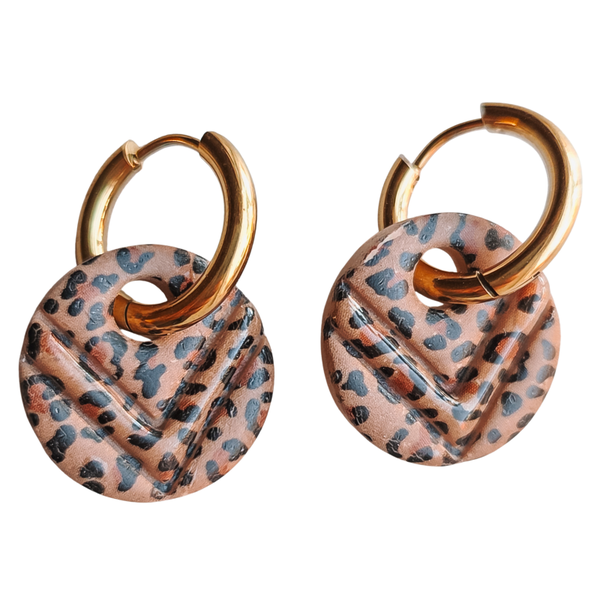 Oorbellen panterprint rond