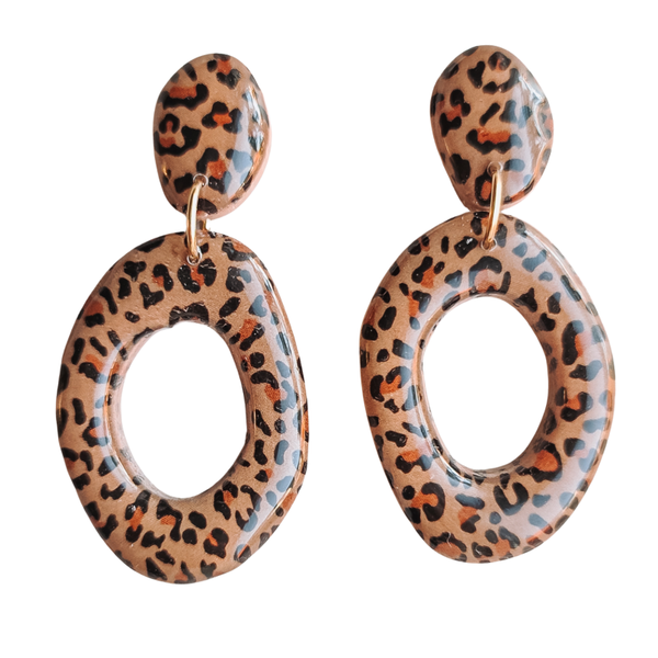 Oorbellen panterprint donut