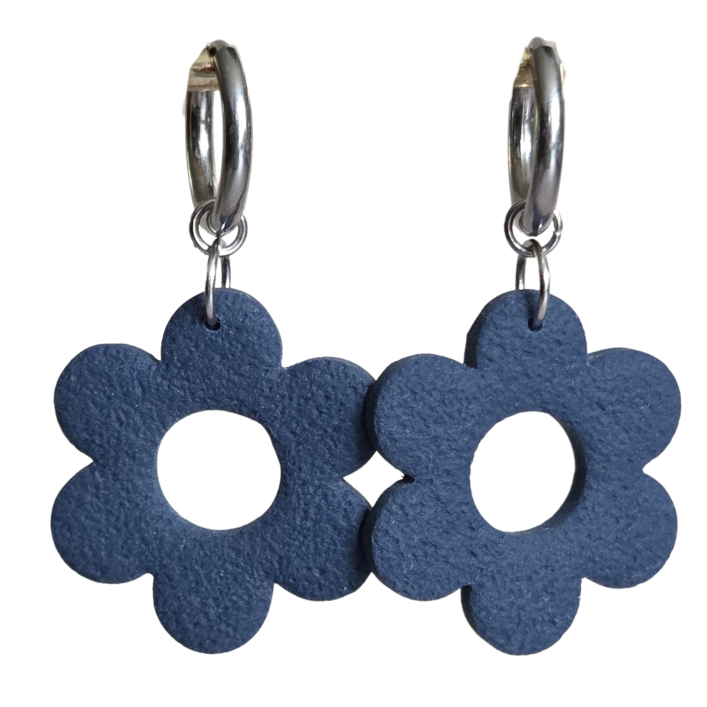 Lola - bloem oorbellen donkerblauw