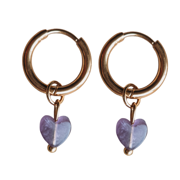 Hartjesoorbellen edelsteen amethist