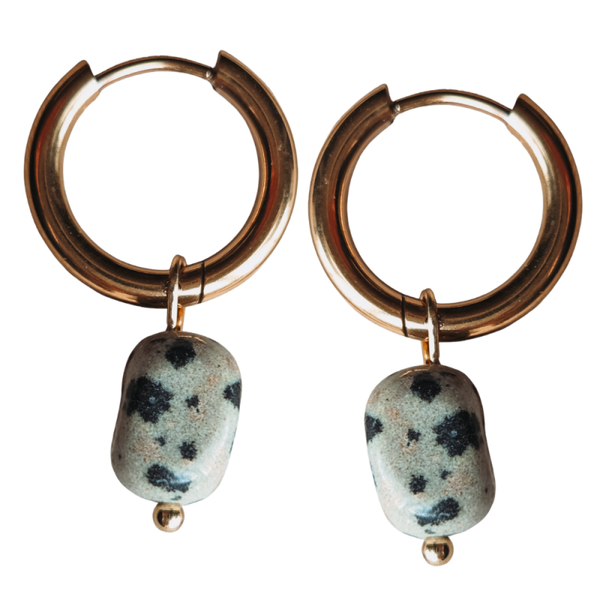 Oorbellen edelsteen dalmatiër jaspis