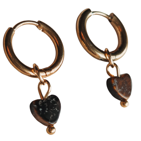 Hartjesoorbellen edelsteen tijgeroog