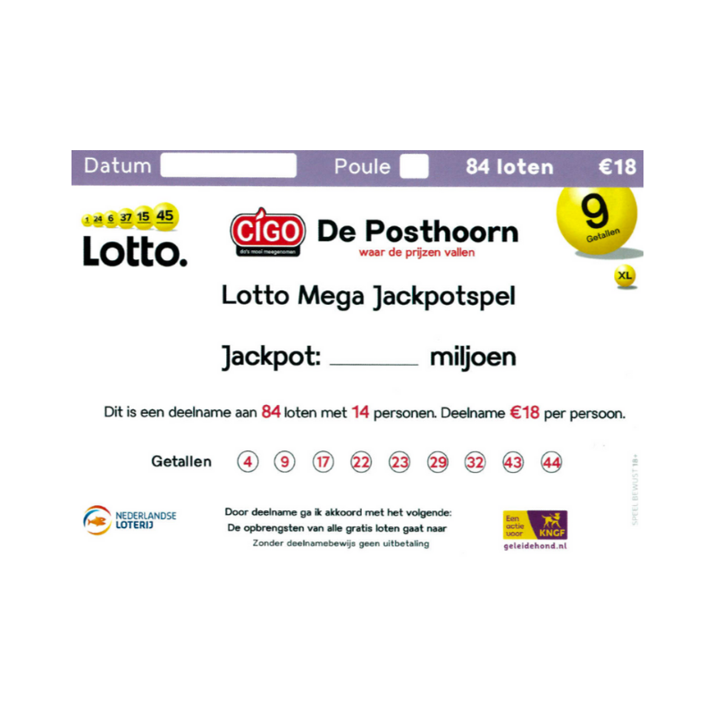 Lotto Mega Jackpot 84 Loten