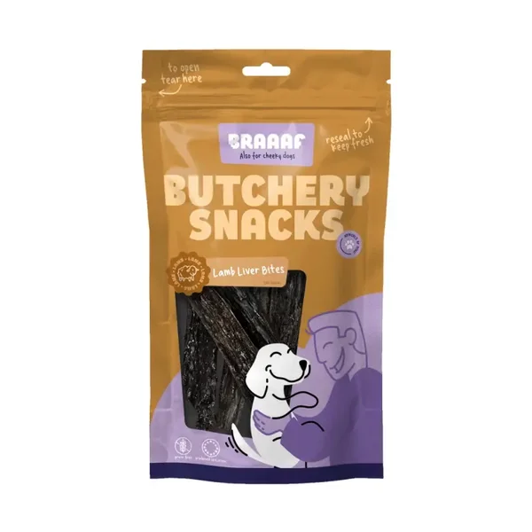 Braaaf Butchery Snacks Lammleber-Häppchen 120 g für Hunde