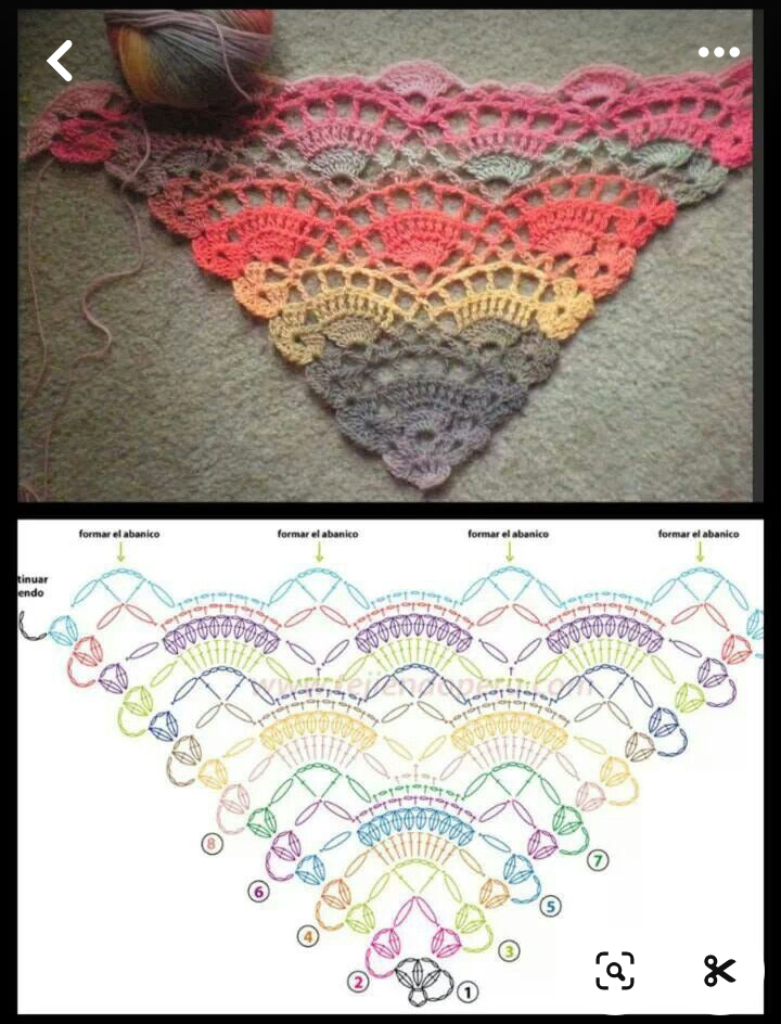 puntsjaal haken patroon stokjes lossen