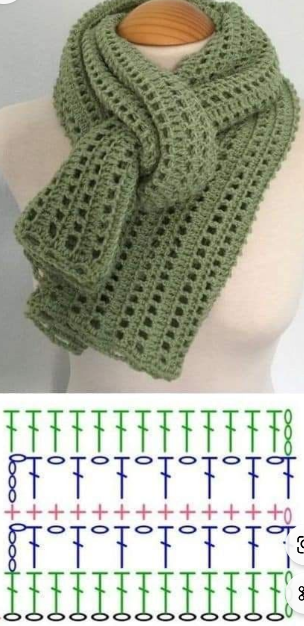 sjaal haken eenvoudig patroon stokjes en ruitjestoeren