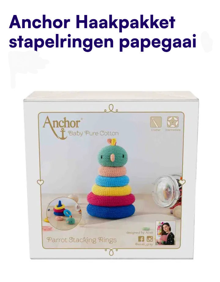 Haakpakket stapeltoren papegaai