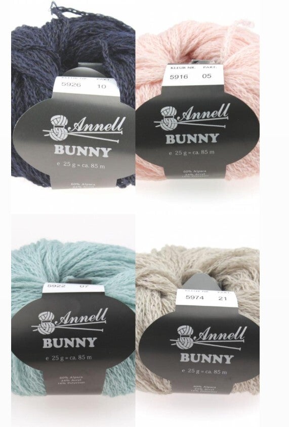 Annell Bunny - alpaca, acryl haren, lichte draad