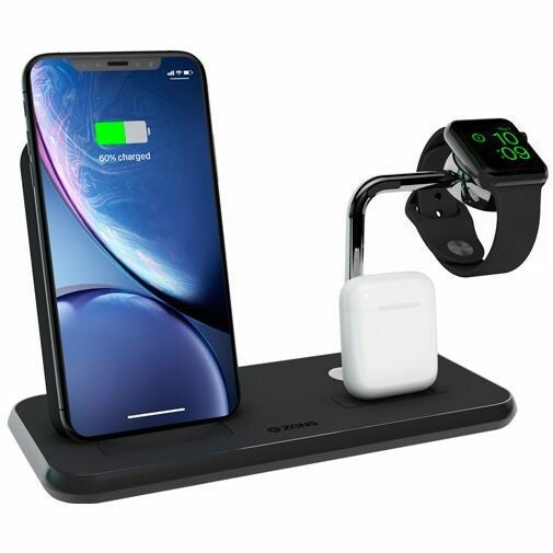 Zens Draadloze Snellader Stand 10W + AirPods Dock + Apple Watch Stand Black 