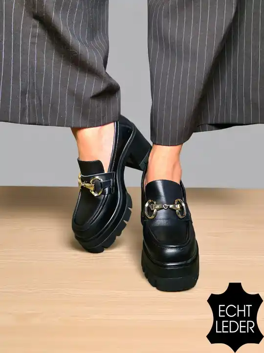 Willow – Zwarte Chunky Loafer met Hak