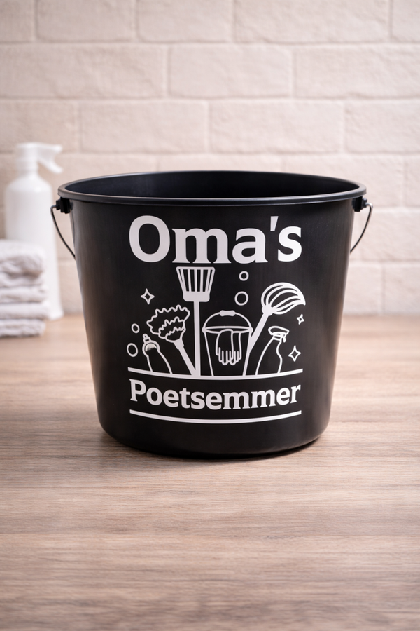 Oma’s Poetsemmer – Bedrukte Emmer met Tekst