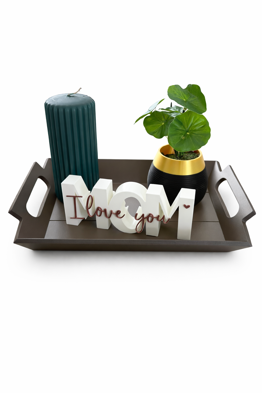 Moederdag Set – Dienblad met “Mom I Love You” Decoratie