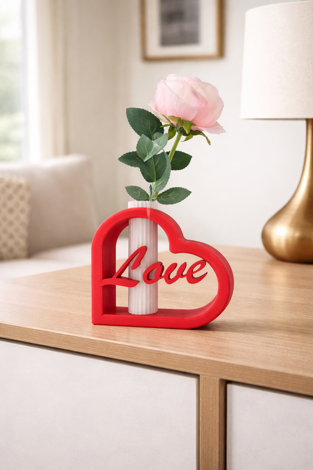 Love Hart Vaasje met Roos