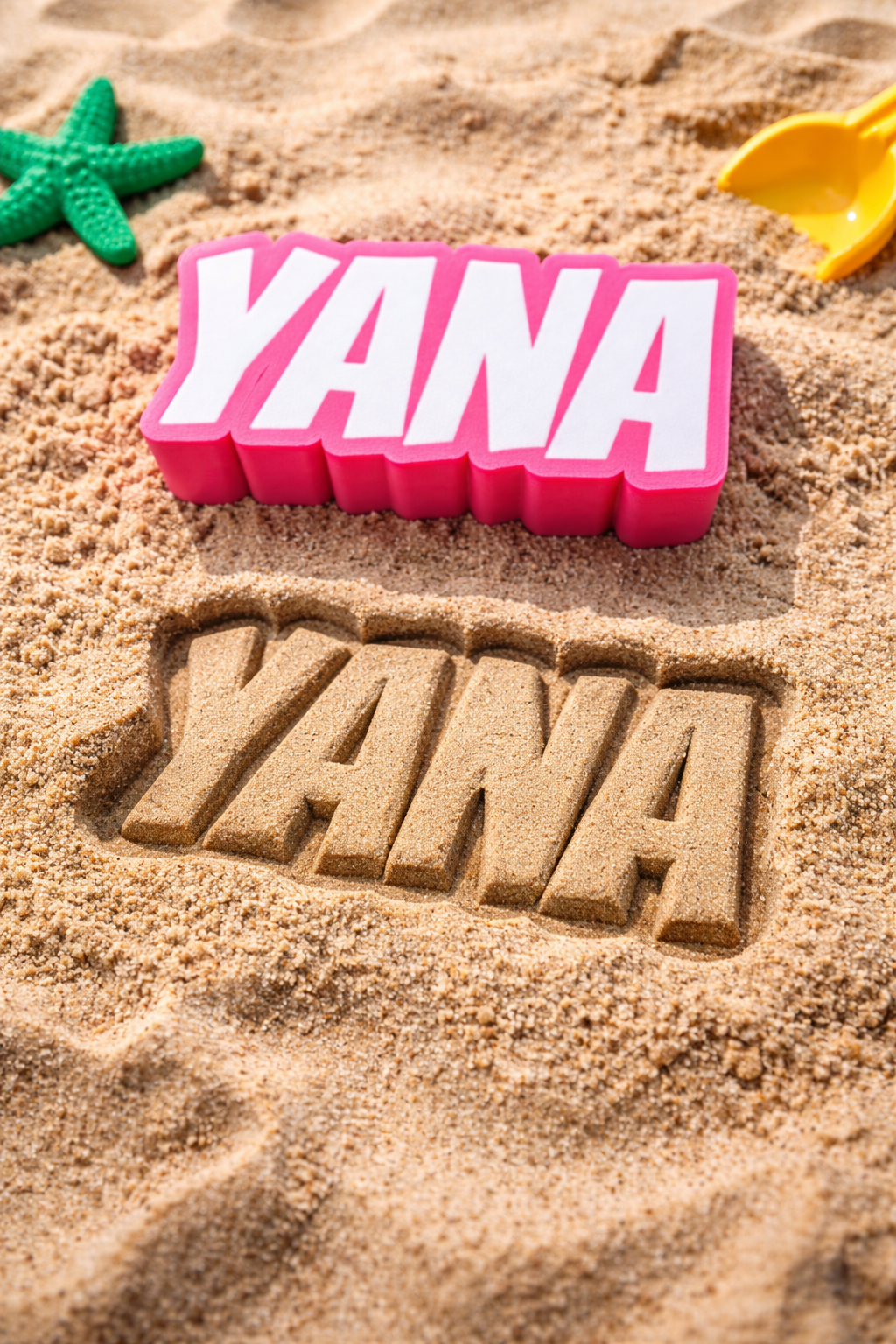 Gepersonaliseerde Zandvorm met Naam – Perfect voor het Strand