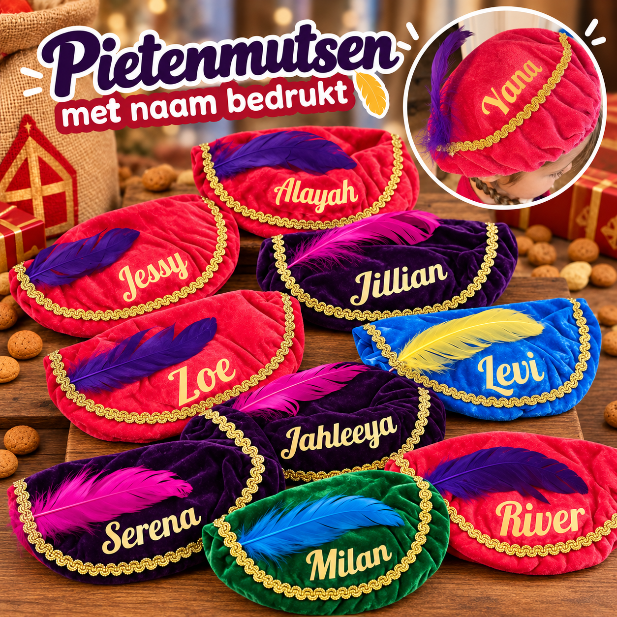 Gepersonaliseerde Pietenmuts – met naam bedrukt