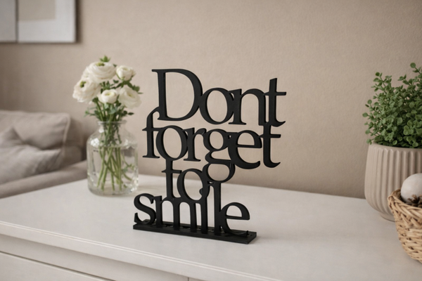 “Don’t forget to smile” – 3D geprinte decoratie (ca. 15,5 cm)