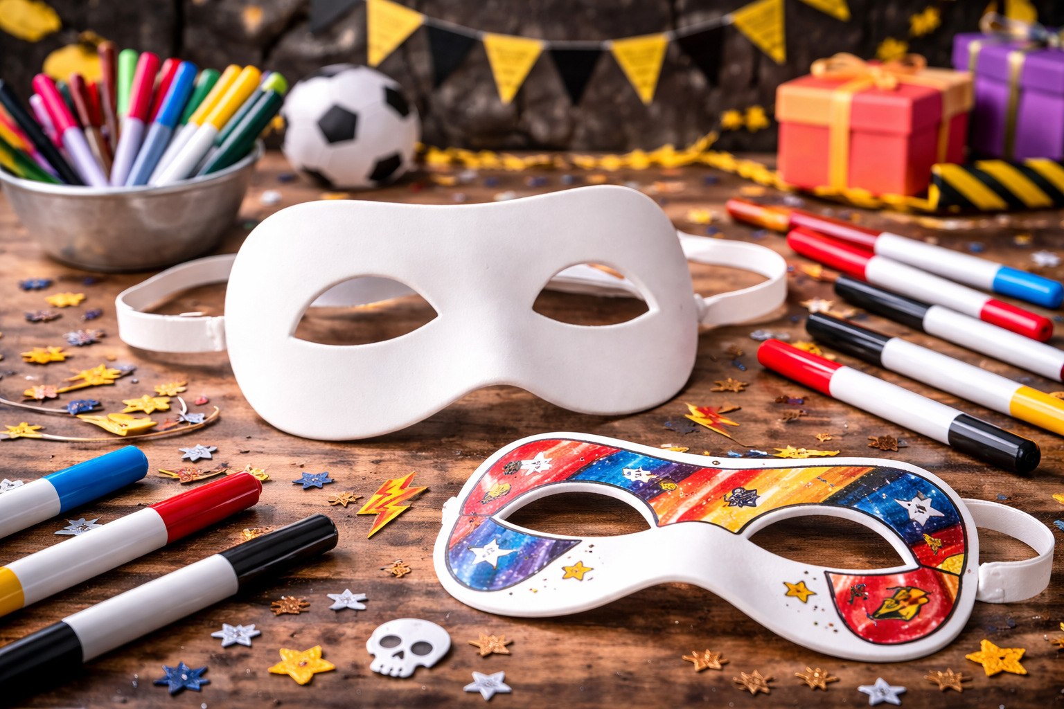 🎭 3D Geprinte Maskers om te Kleuren – Perfect voor een Kinderfeestje!