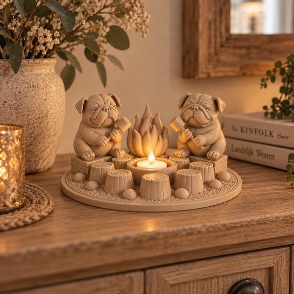 3D Bulldog Kampvuur – sfeervolle woondecoratie
