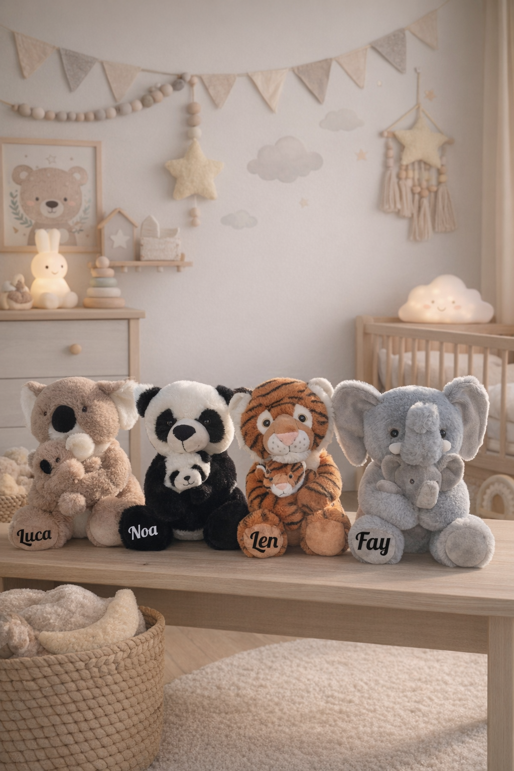 Gepersonaliseerde dieren knuffels met kleintje