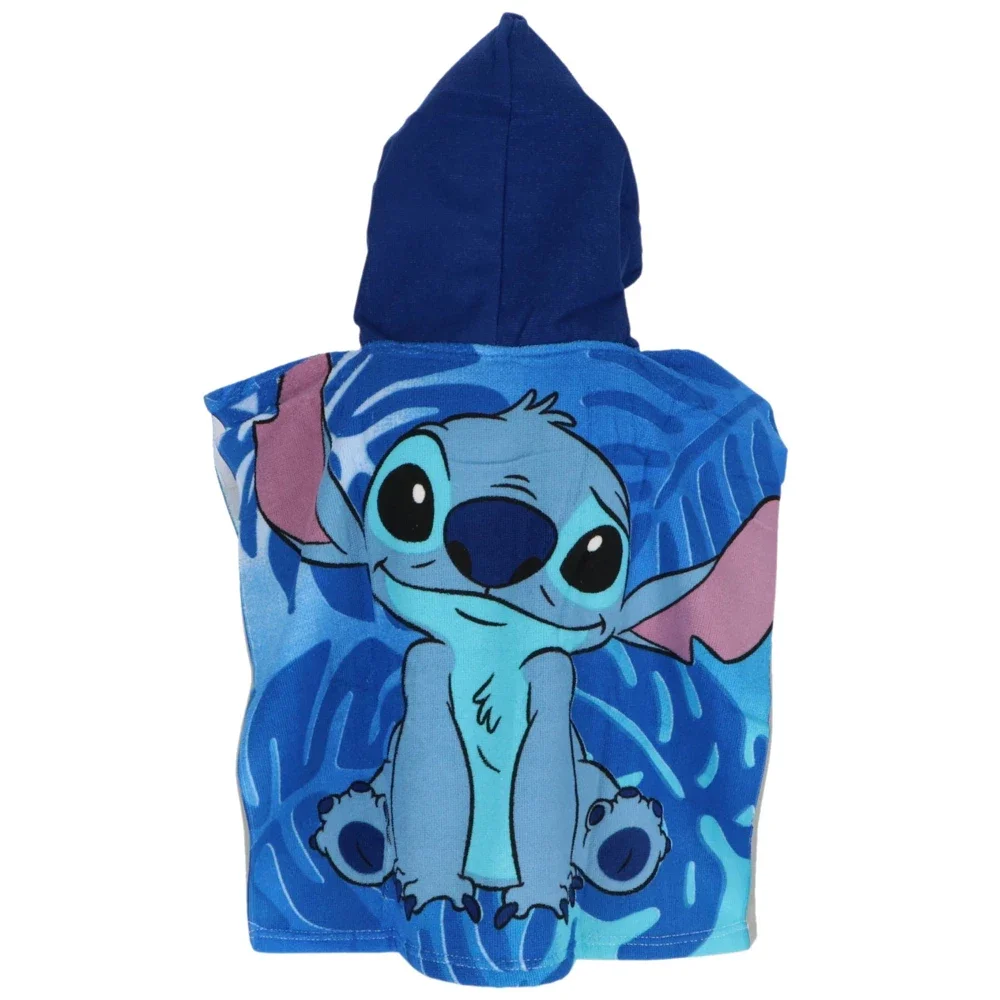 Vrolijke blauwe Stitch poncho voor kinderen