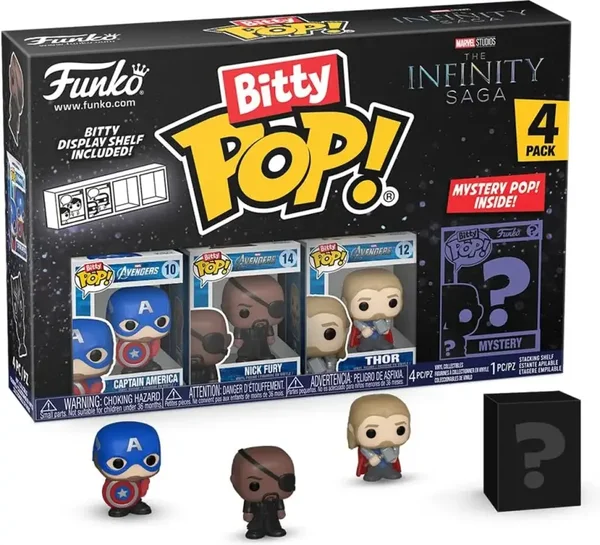 Funko Bitty Pop! Marvel The Infinity Saga 4-Pack – Captain America, Nick Fury, Thor & Mystery