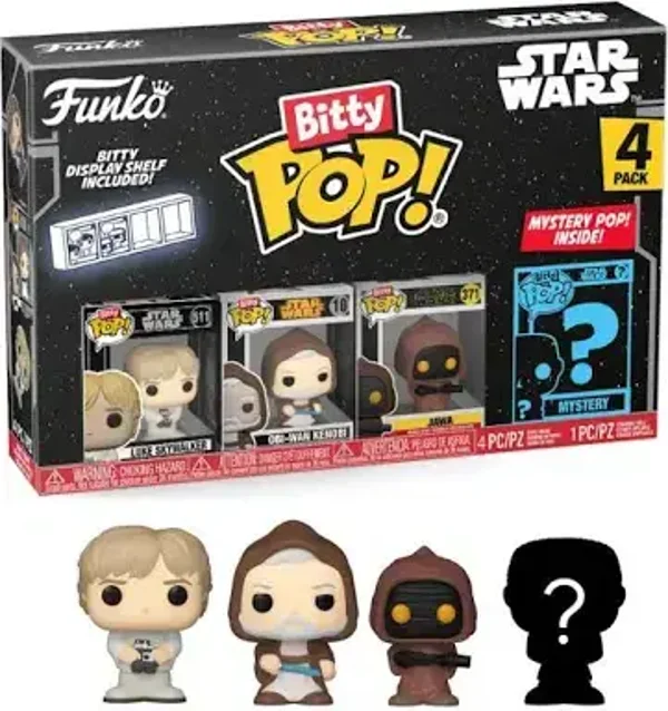 Funko Bitty Pop! Star Wars 4-Pack – Luke Skywalker, Obi-Wan Kenobi, Jawa & Mystery