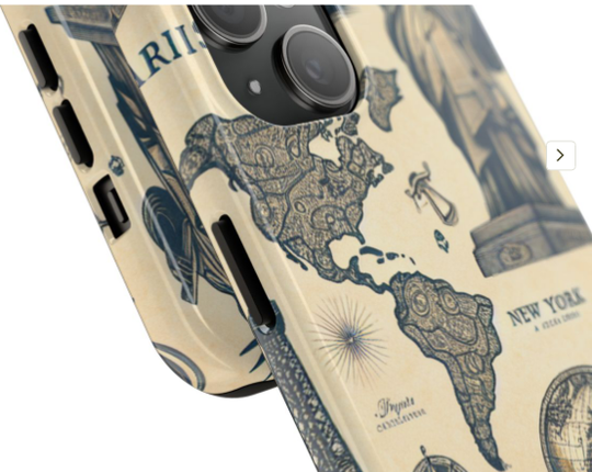 Vintage Europe Map Design, iphone 15 Case, Samsung
