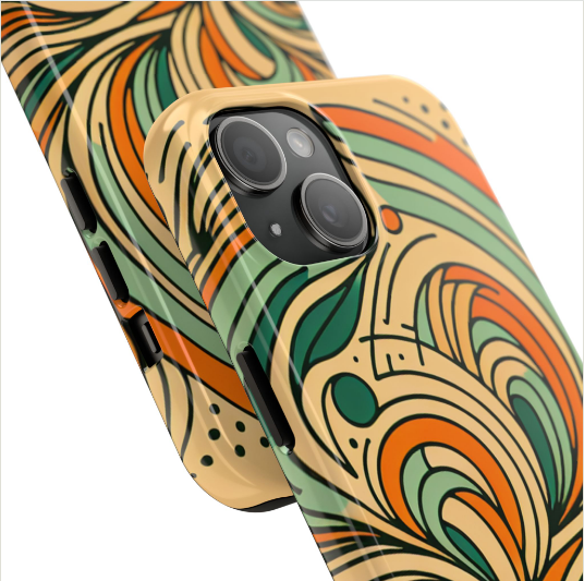 Orange and green Spiral iPhone 15 Case, Samsung and More