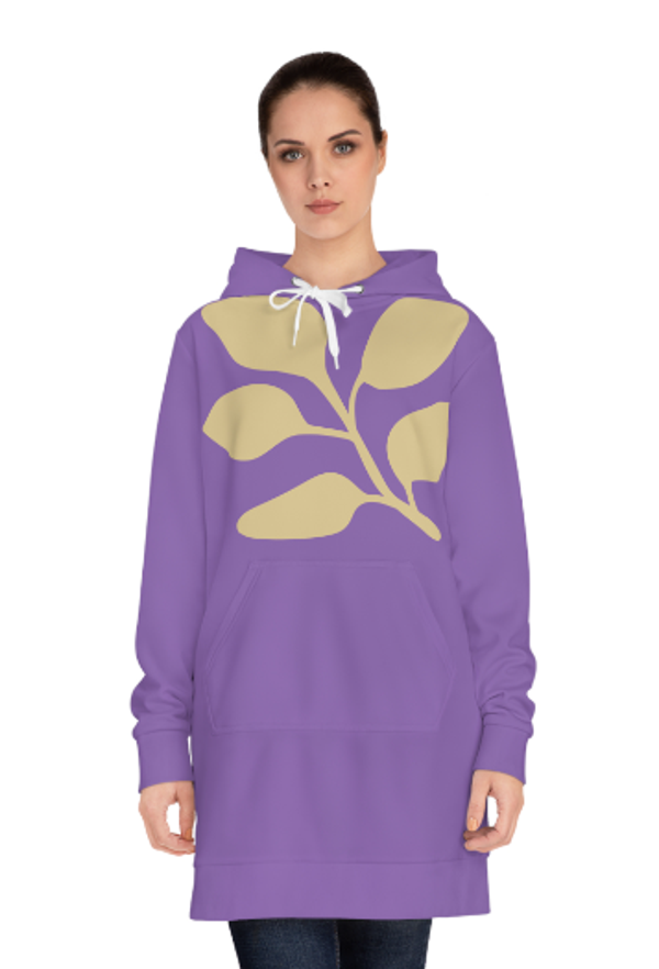 Purple with cream flower Women Hoodie Dress