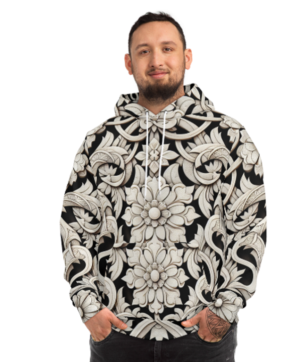 Cream Floral Men’s Fashion Hoodie – Timeless & Stylish Casual Wear