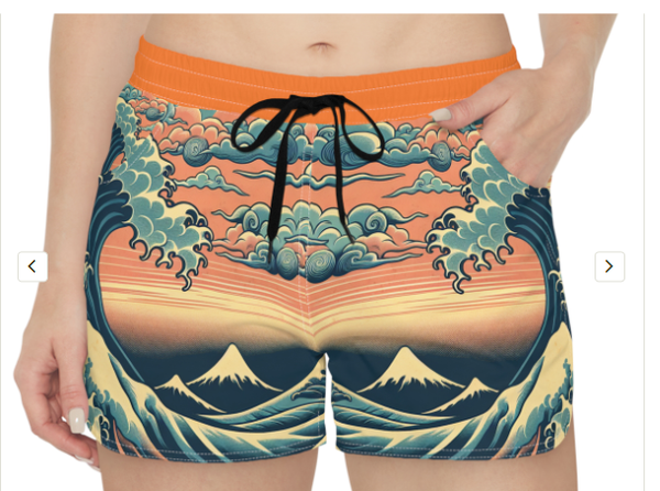Vintage Asian Waves Women's Casual Shorts