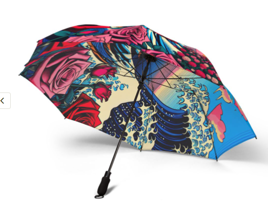 Vibrant Art Umbrella | Unique Foldable Umbrella, Floral Umbrella, Gift for Her, Travel Umbrella, Stylish Rain Gear