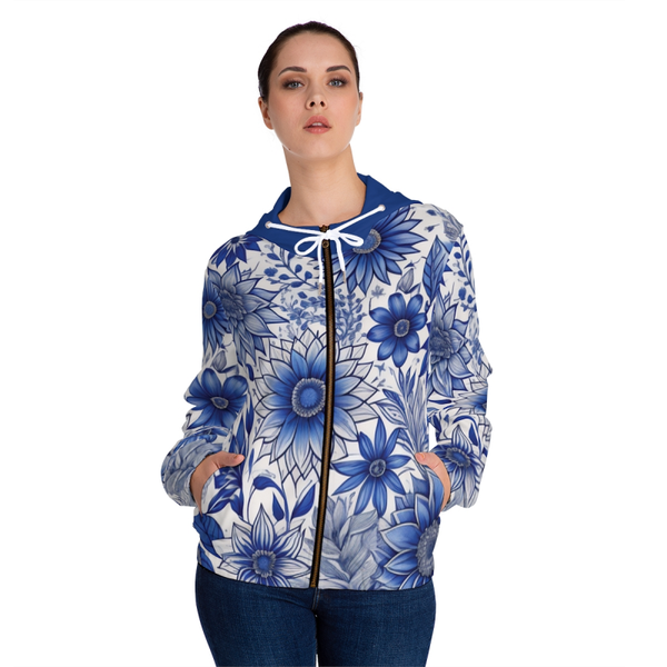 Blue blossom Women’s Full-Zip Hoodie (AOP)