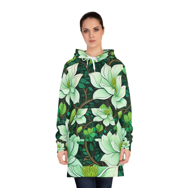 Green flowers Women's Hoodie Dress (AOP)