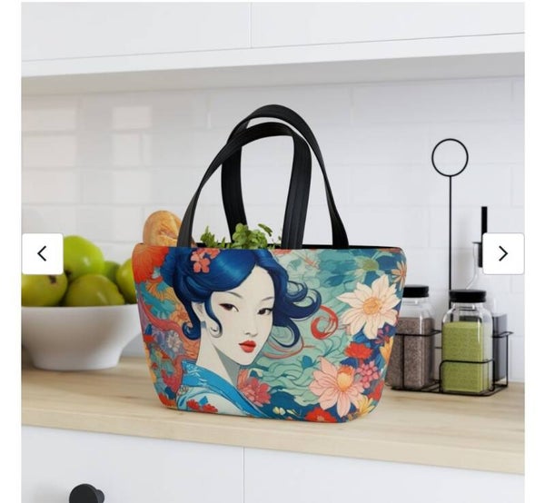 Floral asian lady Lunch bag/ Snack bag/ dîner bag