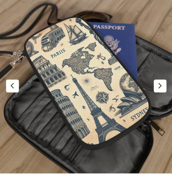 Beige design  Europe Travel Map passport wallet/ Travel document holder