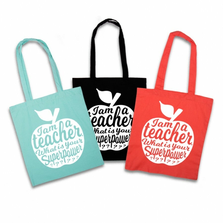 Tas I am a teacher, rood, van Studio Inktvis