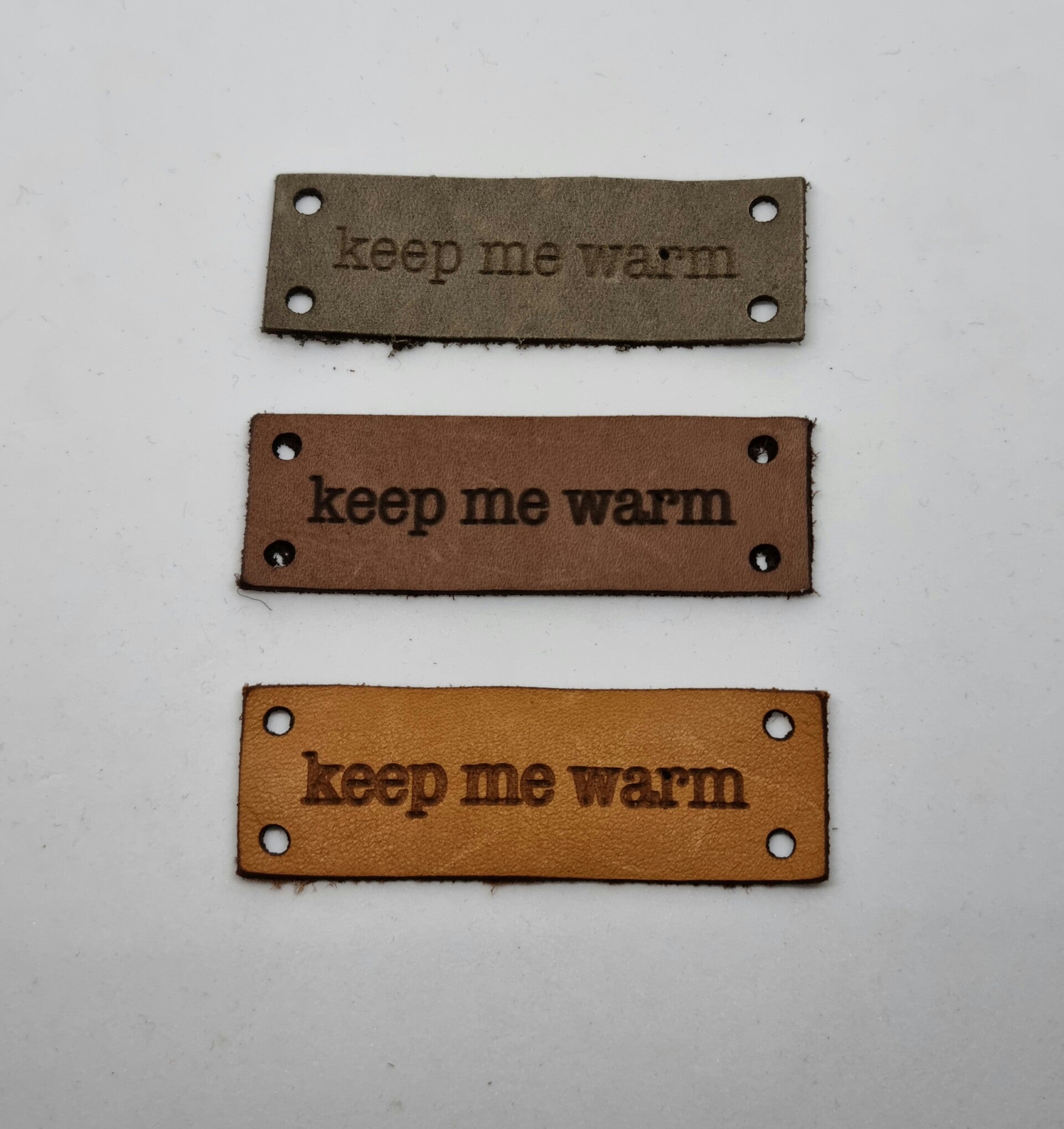 Leren label, keep me warm, Daphne Brand't