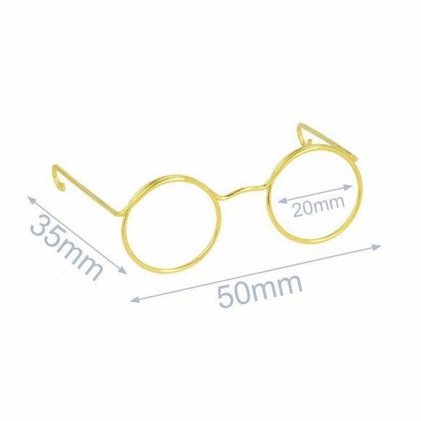 Bril voor knuffels, goud 5 cm, Opry