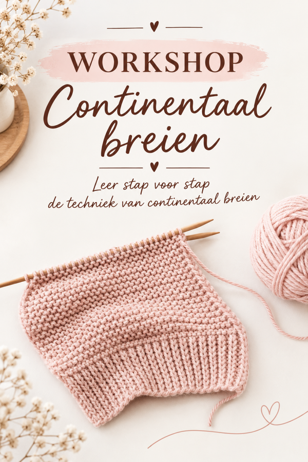 Workshop continentaal breien voor mensen met brei ervaring, woensdagavond 13 jan.'27