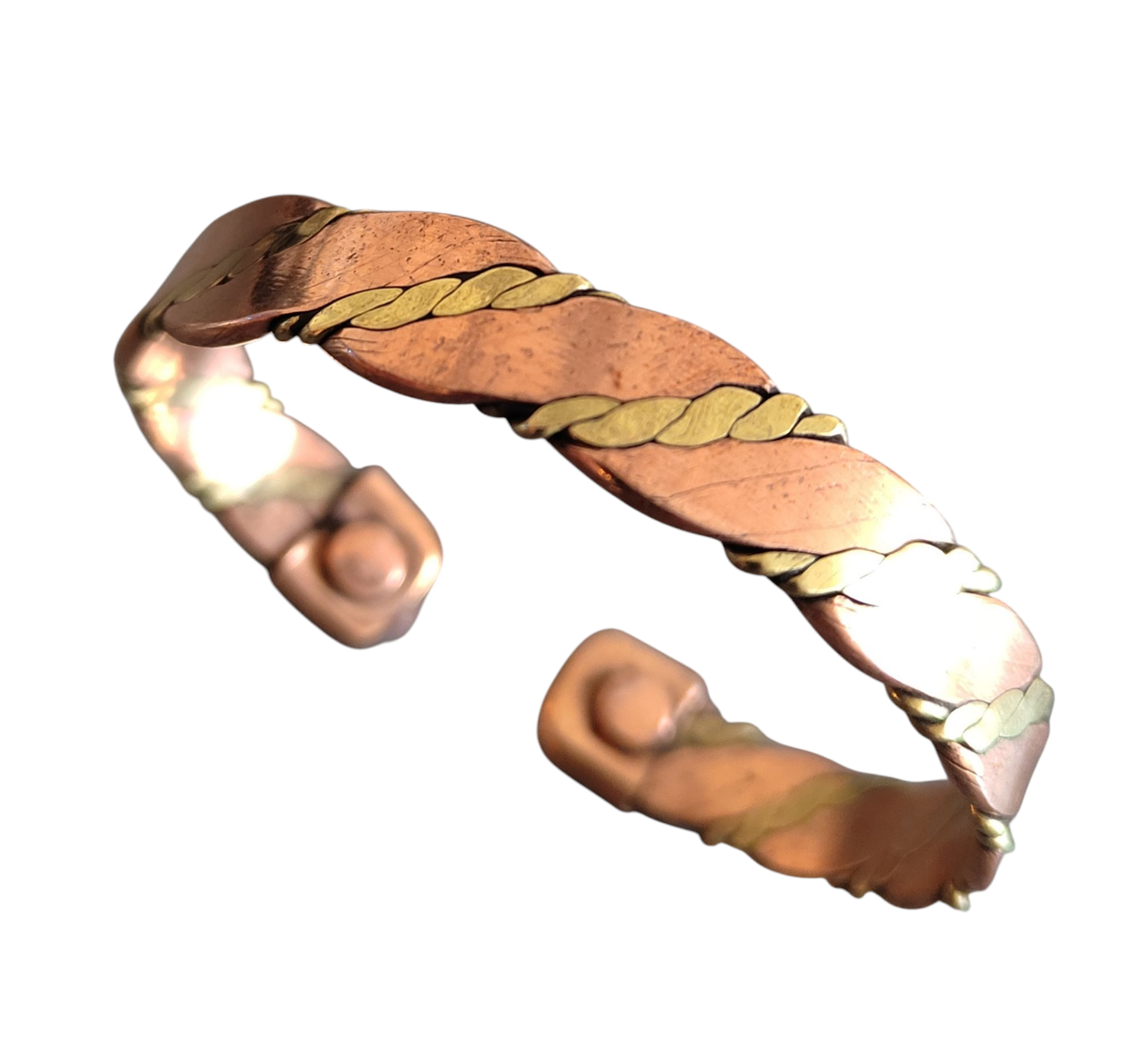 Bracelet Magnétothérapie Anti-inflammatoire Cuivre Torsadé Aimants Artisanal