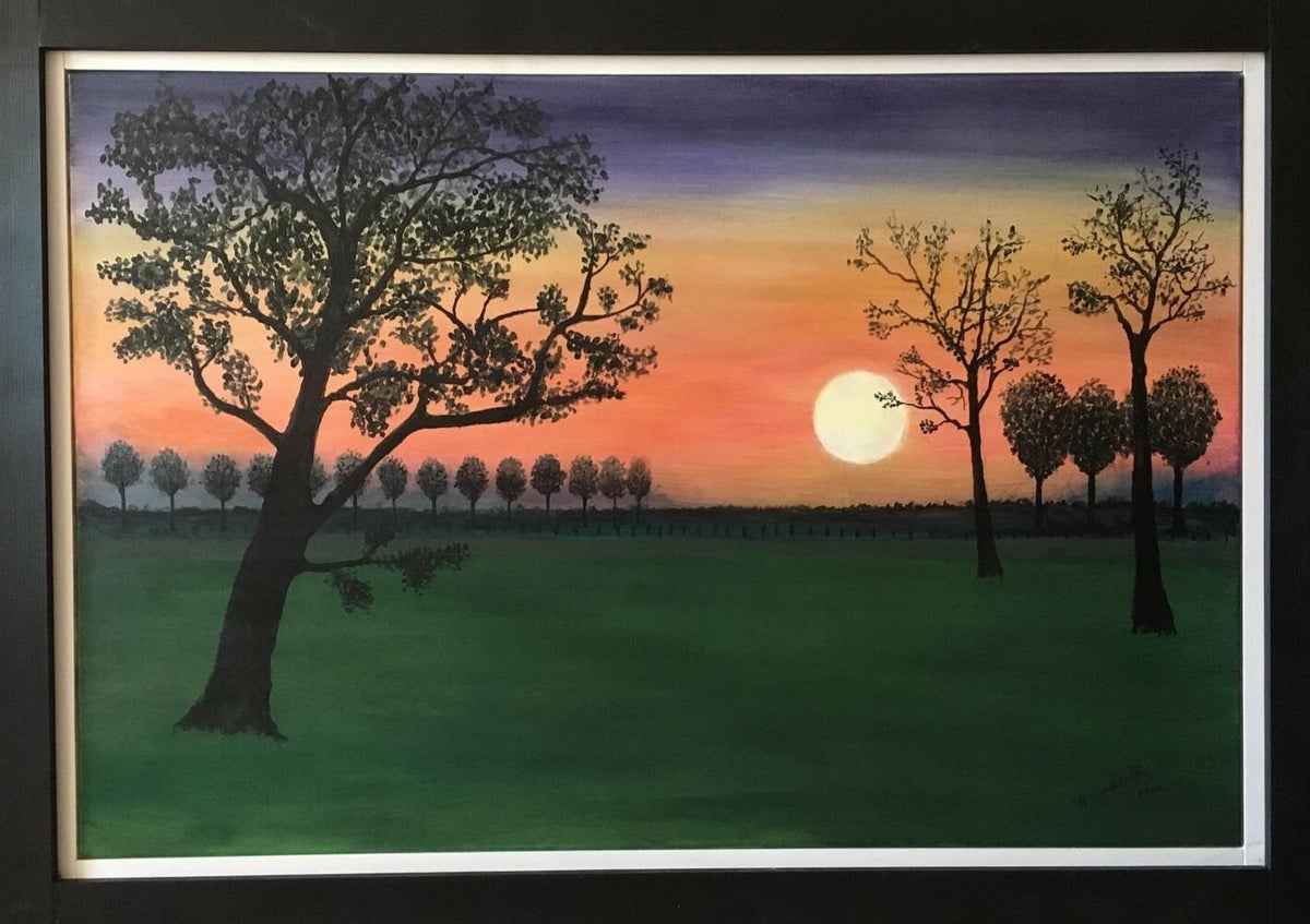ondergaande zon | Tekenkunst en schilderen